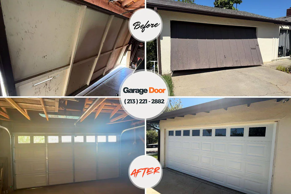 Before and after: garage door repair Ocala Estates, FL